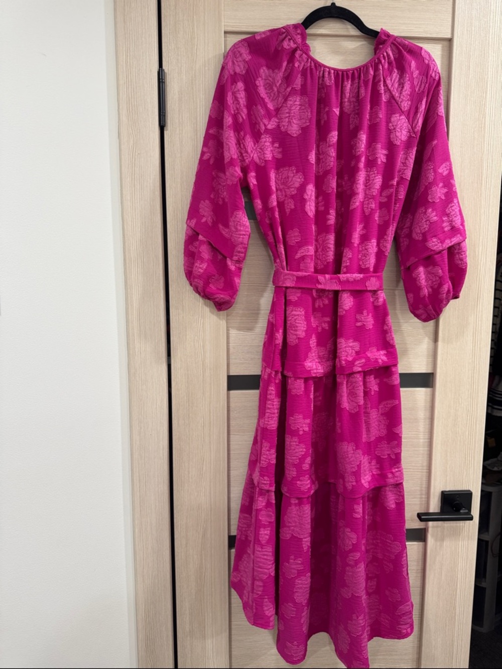 The Pioneer Women Festive
Fuchsia 3/4 sleeve Tiered Ruffle midi dress - Picture 9 of 9